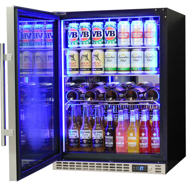 Schmick Stainless Steel Under Bench Heated Glass Door Bar Fridge