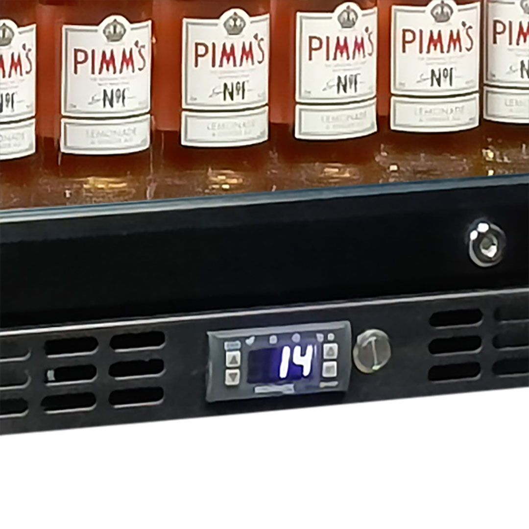 Schmick Black 3 Door Quiet Running Heated Glass Door Bar Fridge