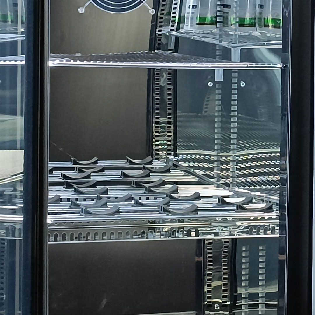 Schmick Black 3 Door Quiet Running Heated Glass Door Bar Fridge