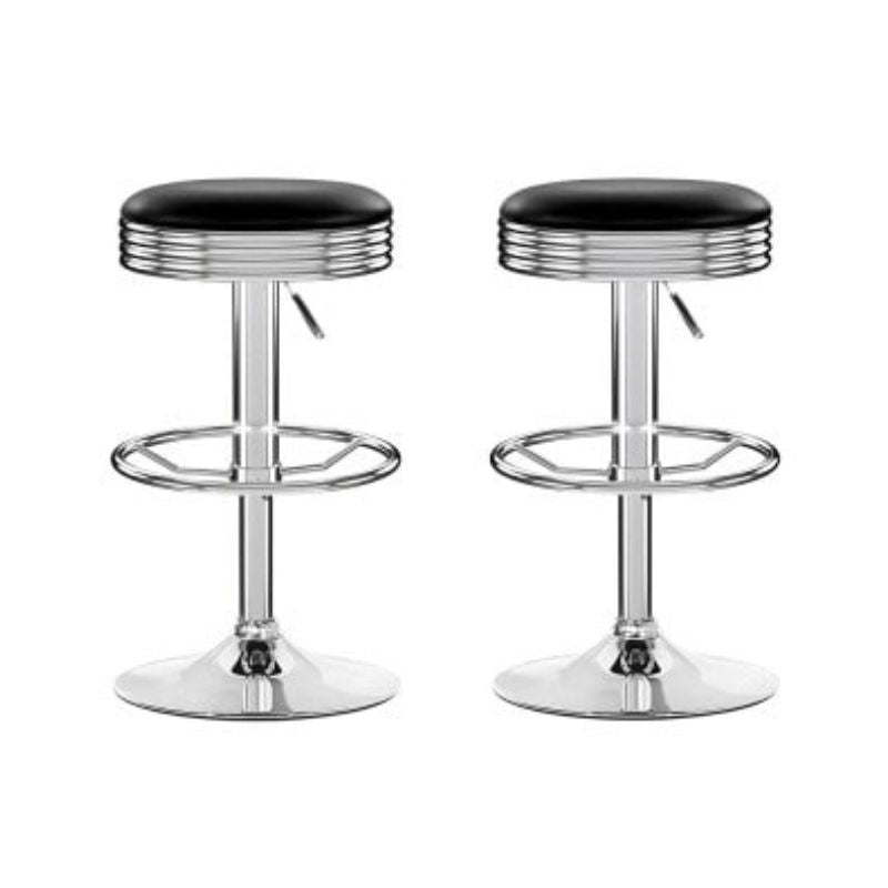Black Adjustable Leather Bar Stools - Set of 2