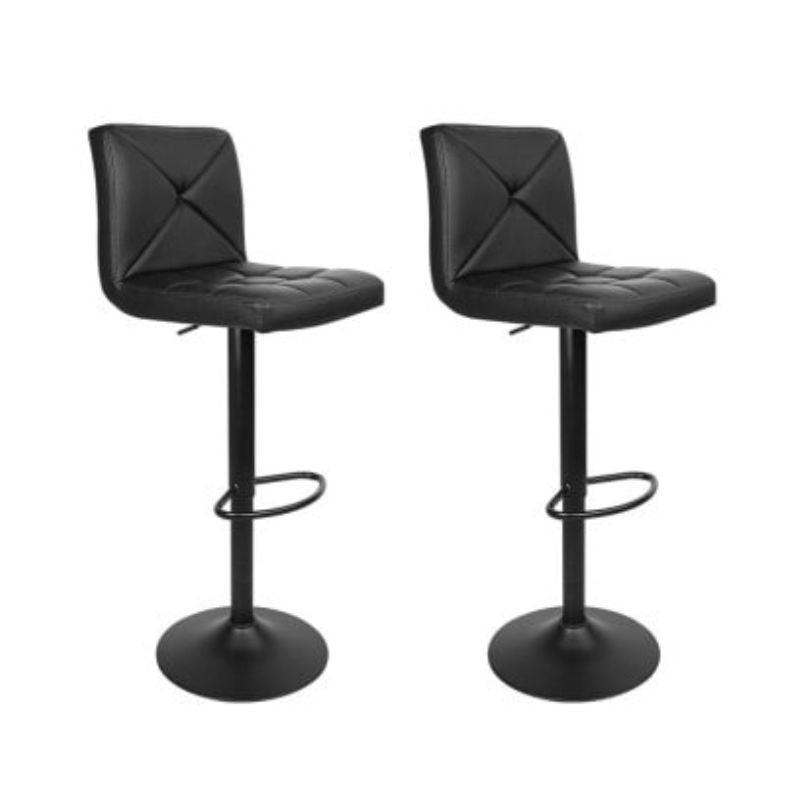 Black Leather Adjustable Bar Stools - Set of 2