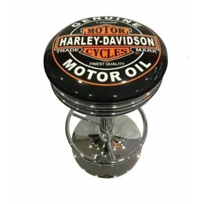 Harley Davidson Motor Oil Chrome Bar Stool