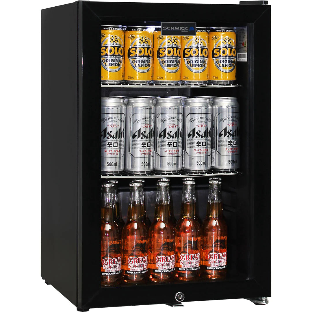 Schmick Black Tropical Double Glazed Glass Door 70L Bar Fridge