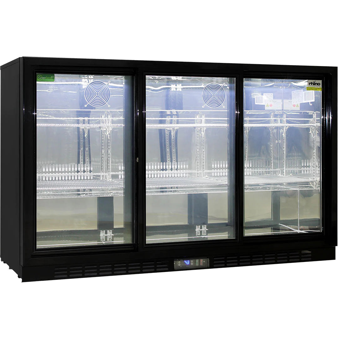 Commercial Under Bench 3 Sliding Glass Doors Alfresco 330L Bar Fridge