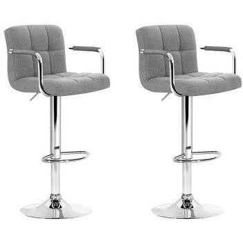 Grey Adjustable Bar Stool with Armrest - Set of 2