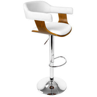 Artiss Wooden PU Leather Bar Stool - White and Chrome