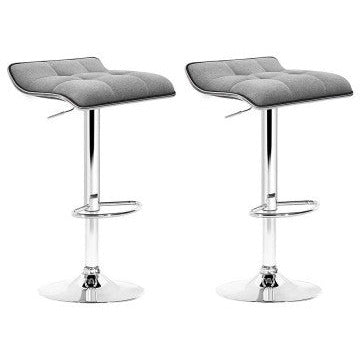Artiss Set of 2 Fabric Bar Stools Swivel Bar Stools- Grey Chrome