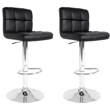 Artiss Set of 2 PU Leather Gas Lift Bar Stools - Black