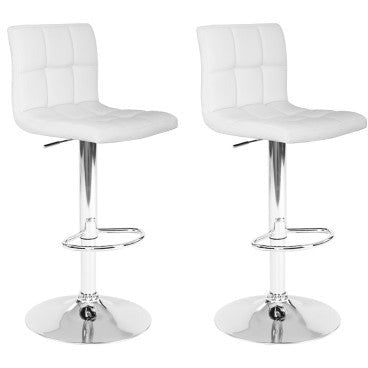 Artiss Set of 2 PU Leather Gas Lift Bar Stools - White