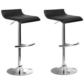 Artiss Set of 2 PU Leather Wave Style Bar Stools - Black