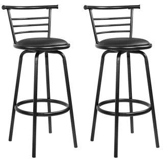Artiss Set of 2 PU Leather Bar Stools - Black and Steel