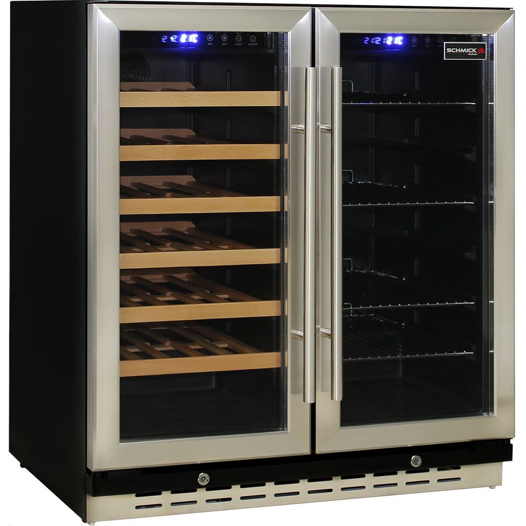 Under Bench Beer And Wine Dual Zone Bar Fridge
