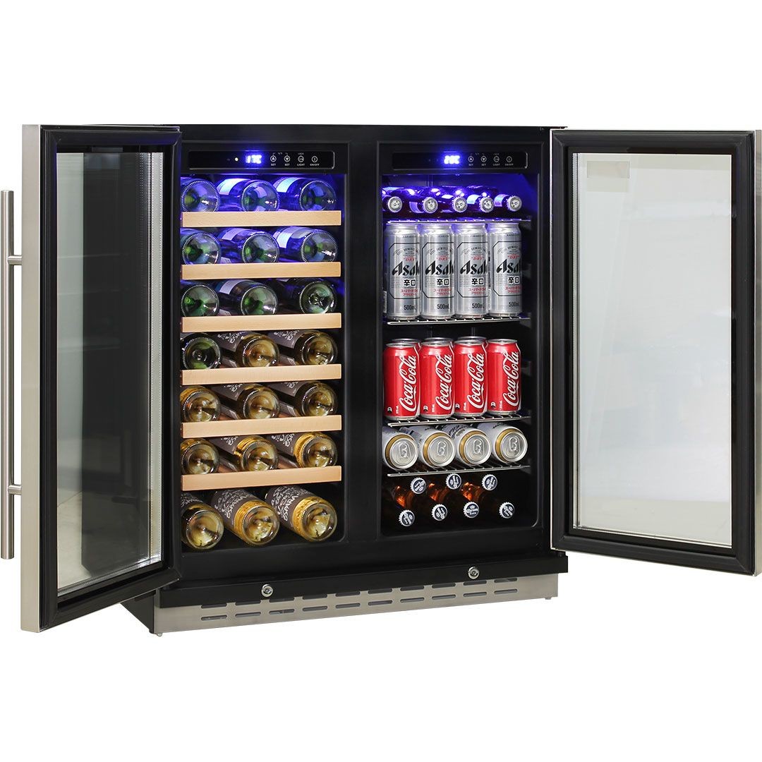 Under Bench Beer And Wine Dual Zone Bar Fridge