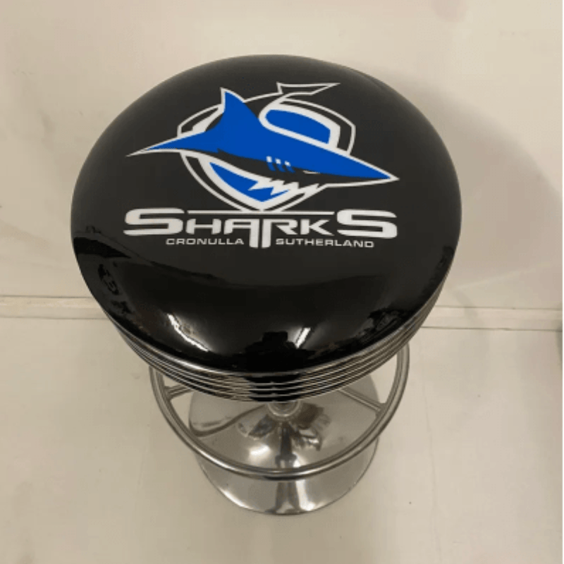 Cronulla Sharks Premium Bar Stool Adjustable Height 360 Degree Swivel