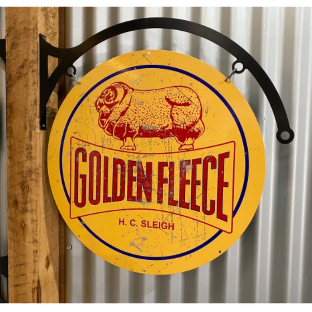 Golden Fleece Dog Bone Double Sided Round Sign & Hanger