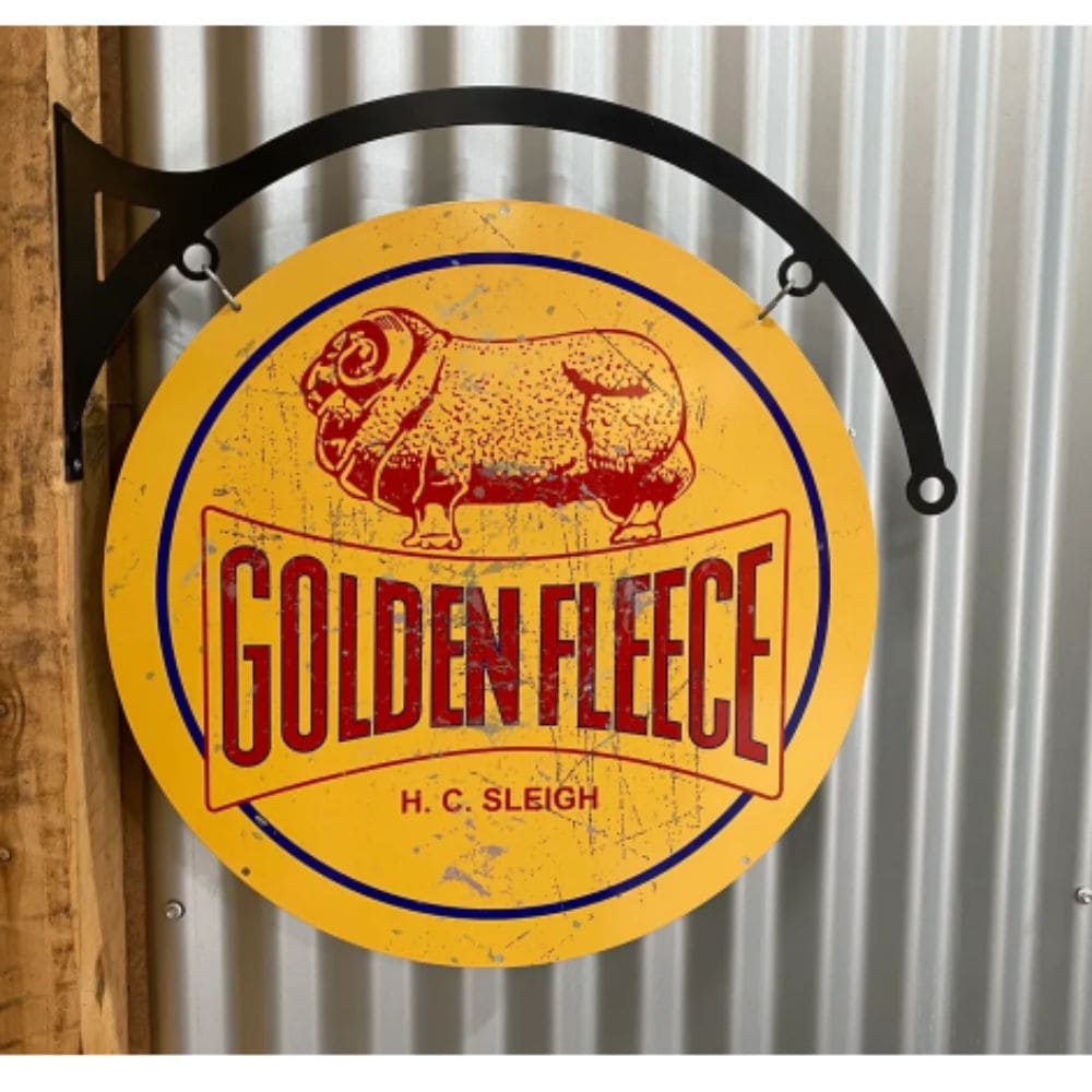 Golden Fleece Dog Bone Double Sided Round Sign & Hanger