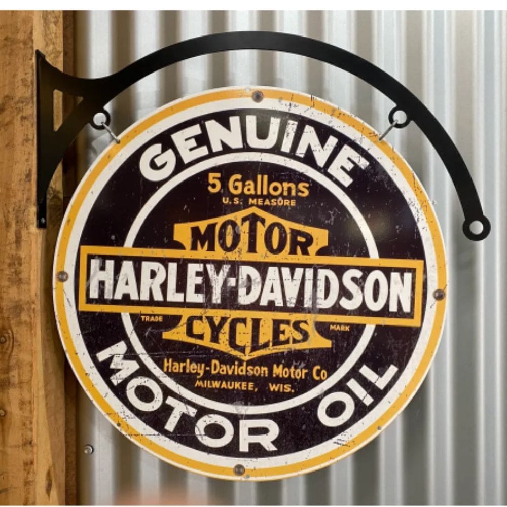Harley Davidson Large Round Double Sided Sign & Hanger