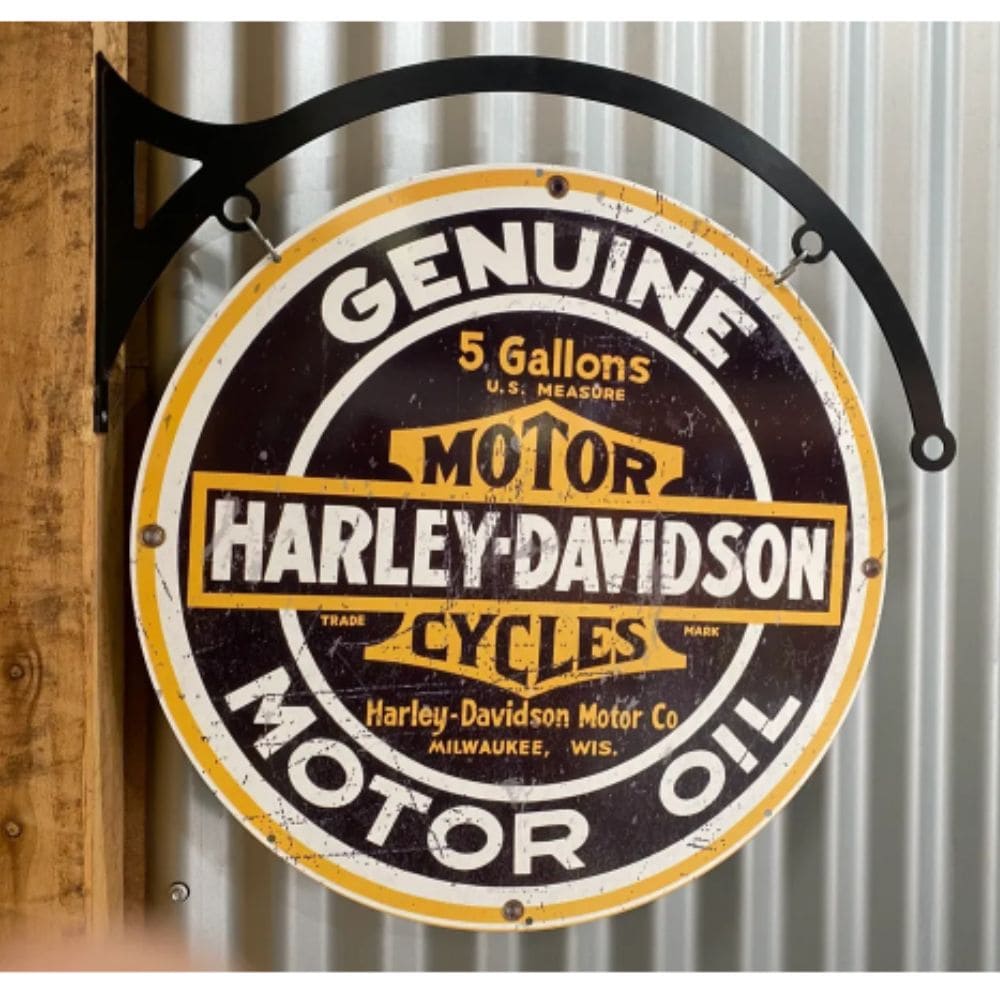 Harley Davidson Large Round Double Sided Sign & Hanger
