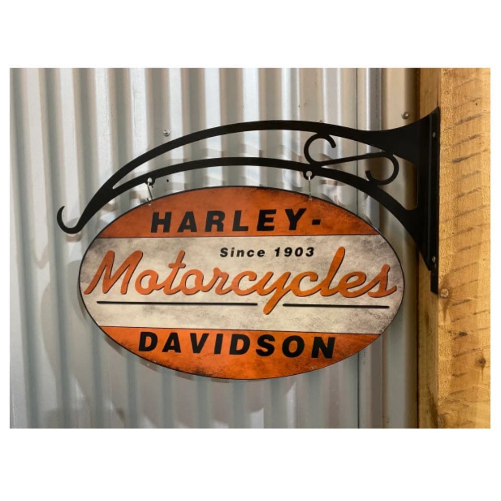 Harley Davidson Retro Oval Sign & Hanger