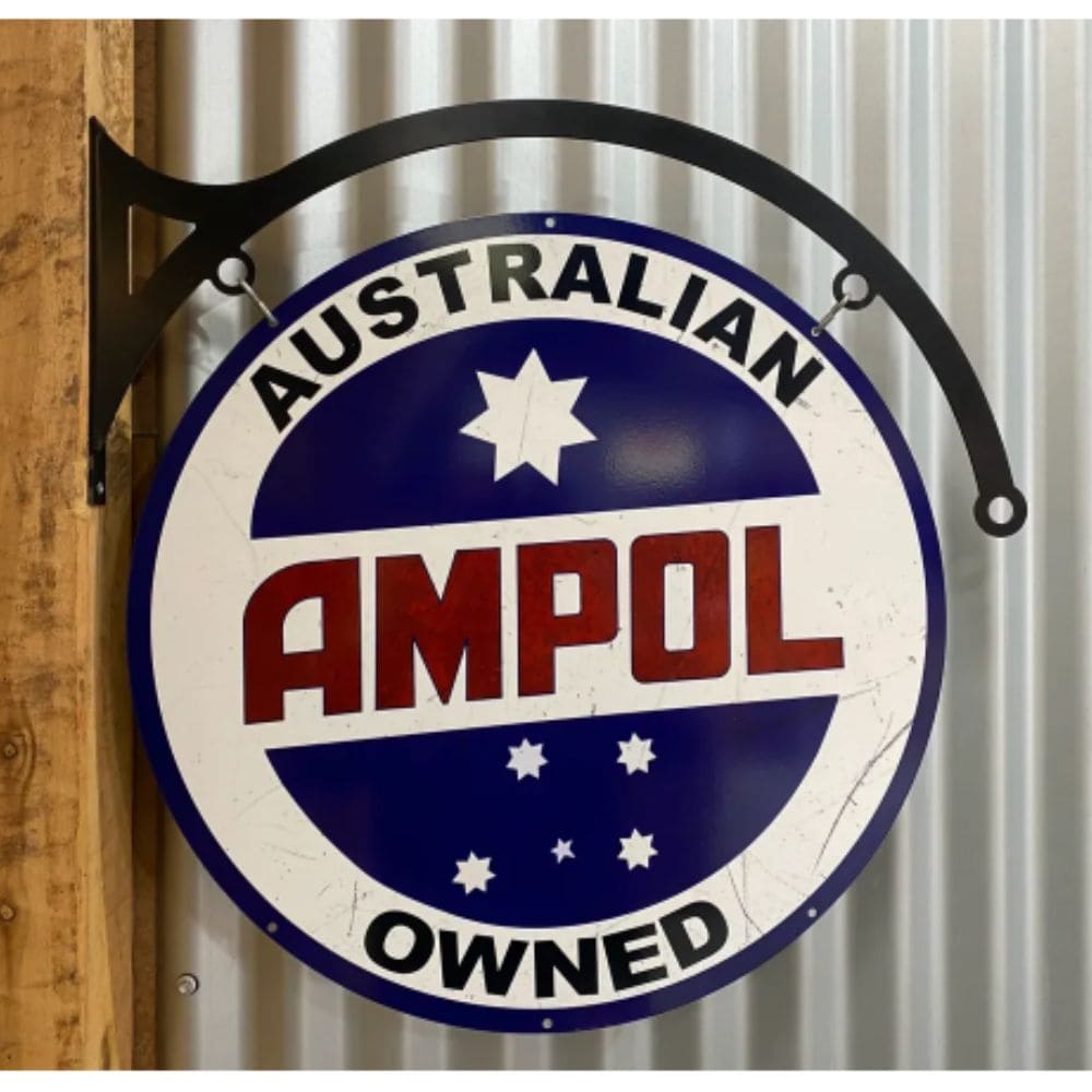 Ampol Australian Owned Round Double Sided Sign & Hanger