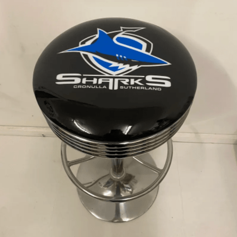 Cronulla Sharks Premium Bar Stool Adjustable Height 360 Degree Swivel