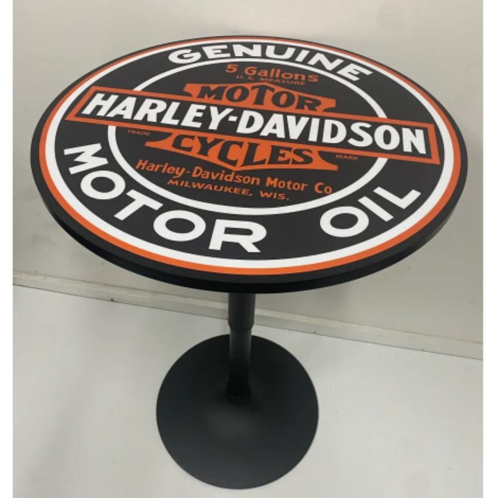 Harley Motor Oil Black Adjustable Height Bar Table