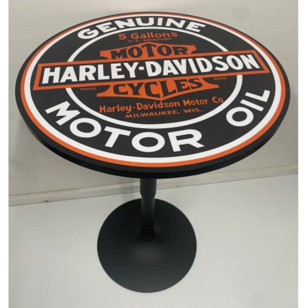 Harley Motor Oil Black Adjustable Height Bar Table