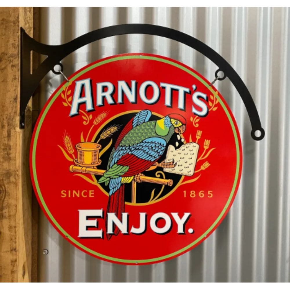 Arnotts Biscuits Double Sided Distressed Round Sign & Hanger