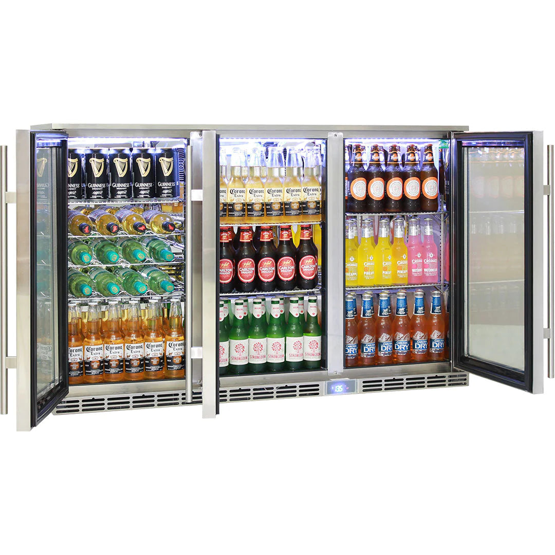 Rhino Glass 3 Door Alfresco 330L All Stainless Bar Fridge