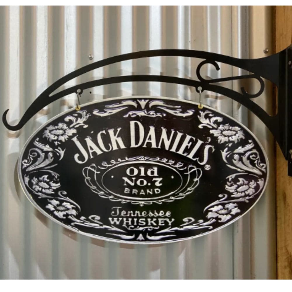 Jack Daniels Oval Metal Sign & Hanger