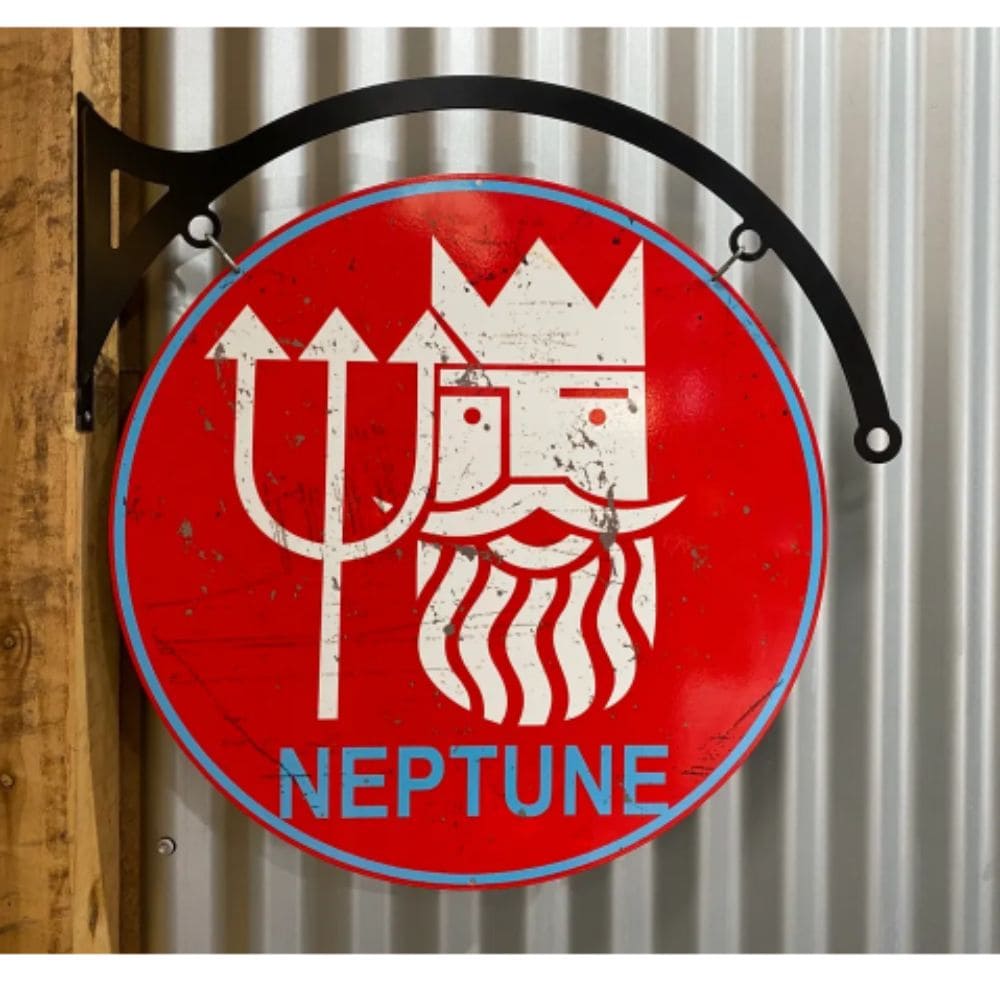 Neptune Motor Spirit Double Sided Round Sign & Hanger