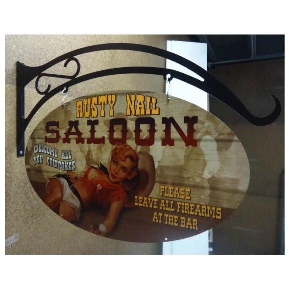 Rusty Nail Saloon Oval Double Sided Hanging Sign