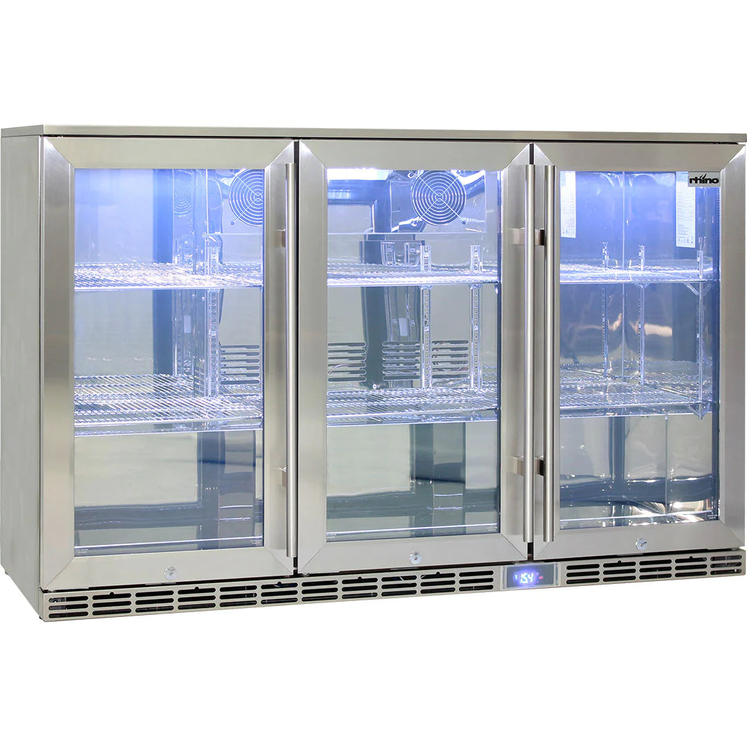 Rhino Glass 3 Door Alfresco 330L All Stainless Bar Fridge