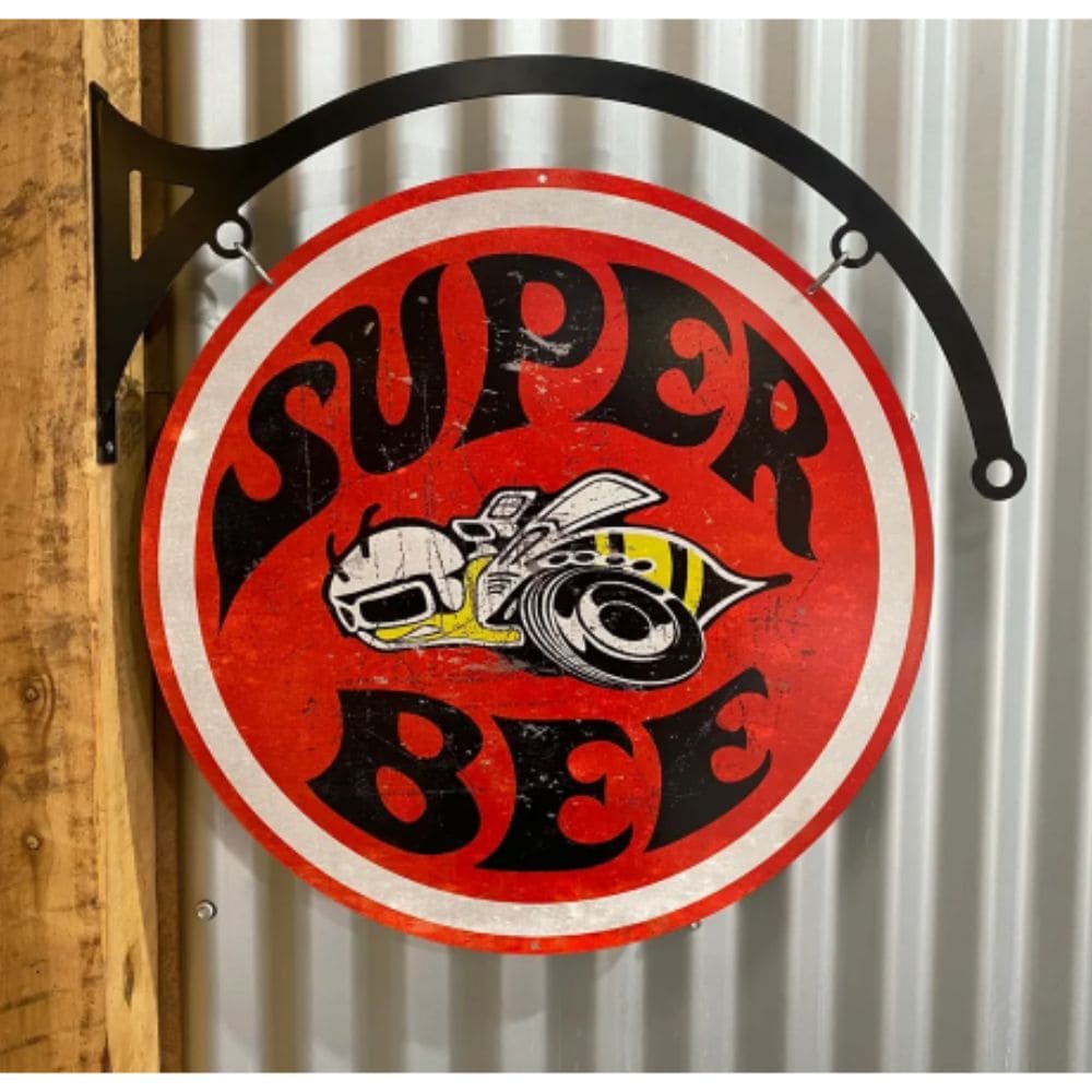 Super Bee Double Sided Round Sign & Hanger