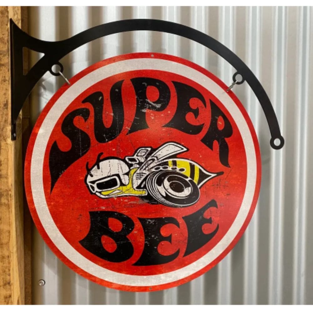 Super Bee Double Sided Round Sign & Hanger