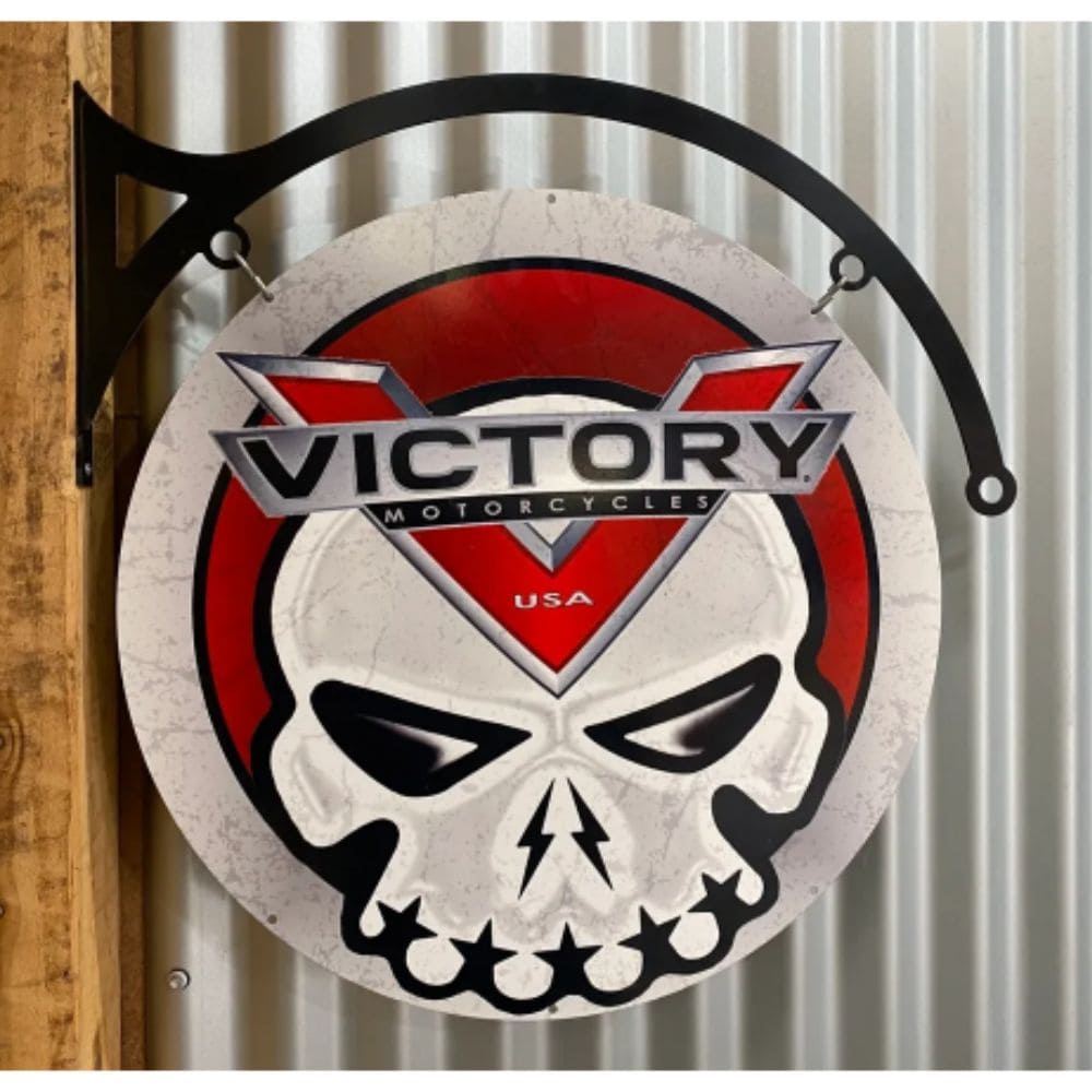 Victory Motorcycles Willy G Double Sided Round Sign & Hanger