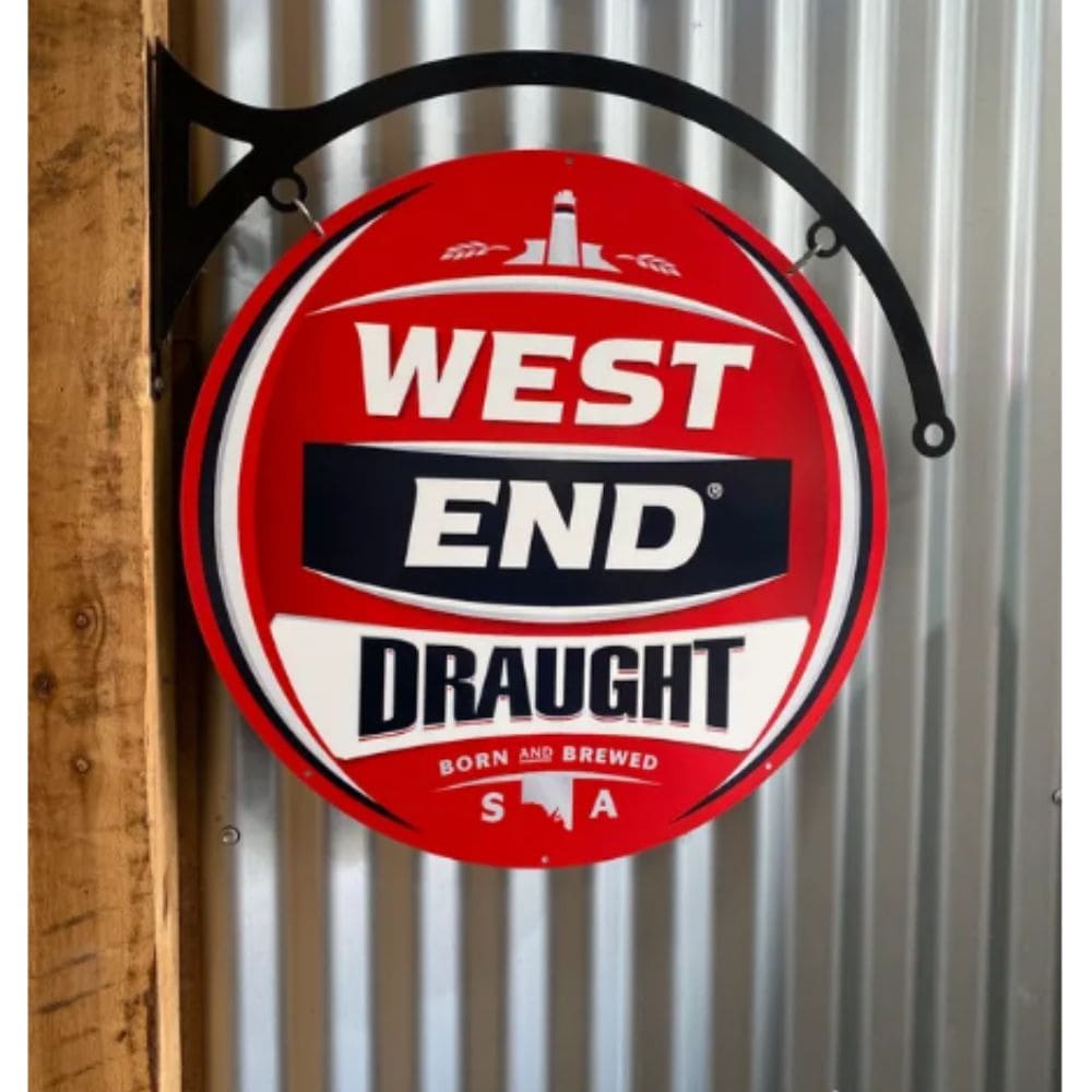 West End SA Beer Double Sided Round Sign & Hanger