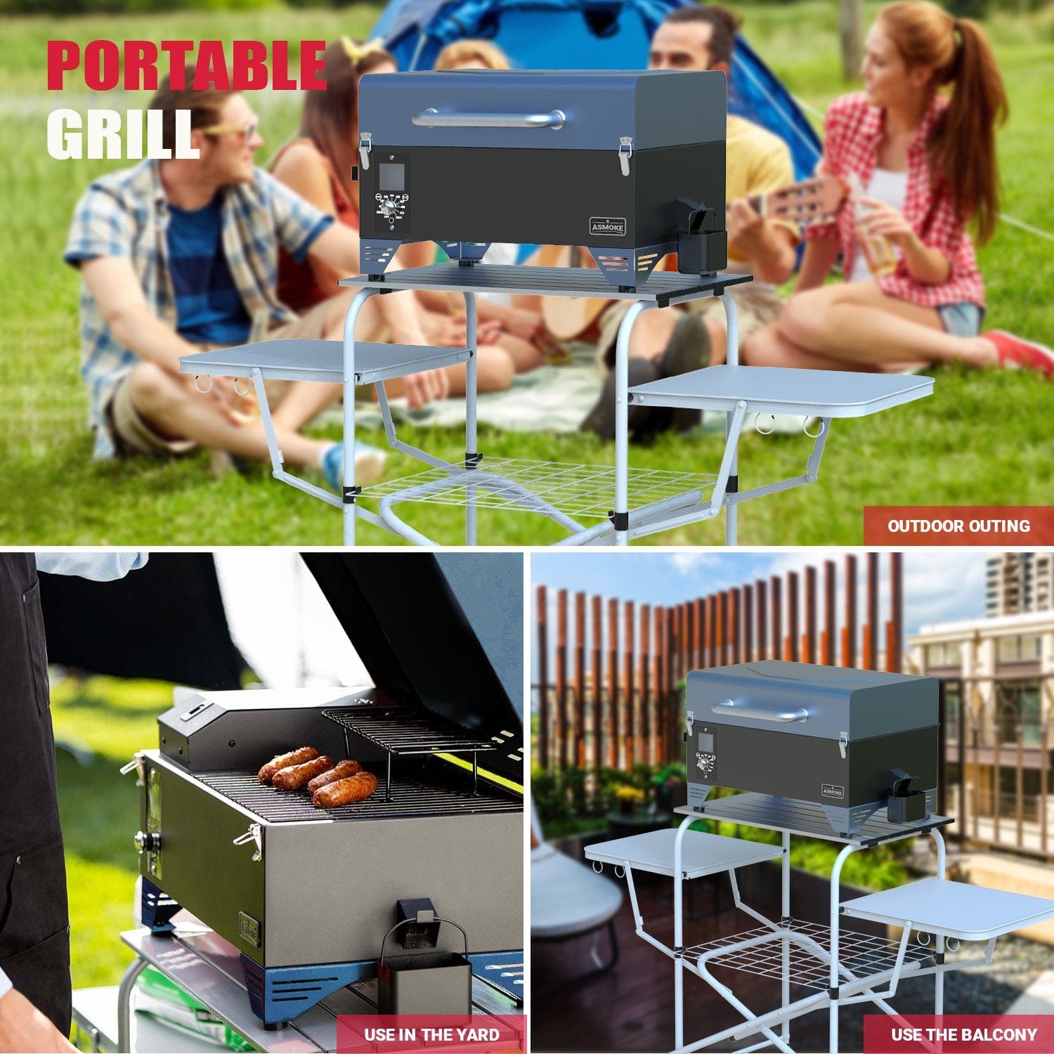 Asmoke Asmoke AS300 Portable Pellet Grill and Smoker - Blue — The Modern Cave ...