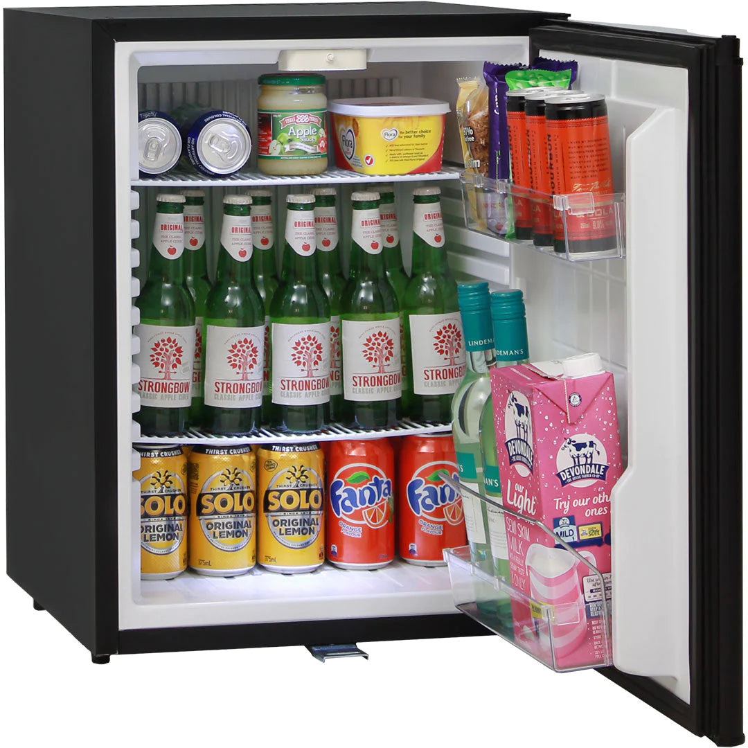 Quiet Mini 60L Black Bar Fridge With Lock