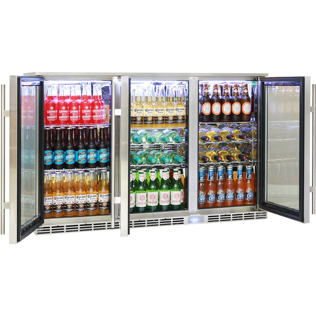 Rhino Glass 3 Door Alfresco 330L All Stainless Bar Fridge