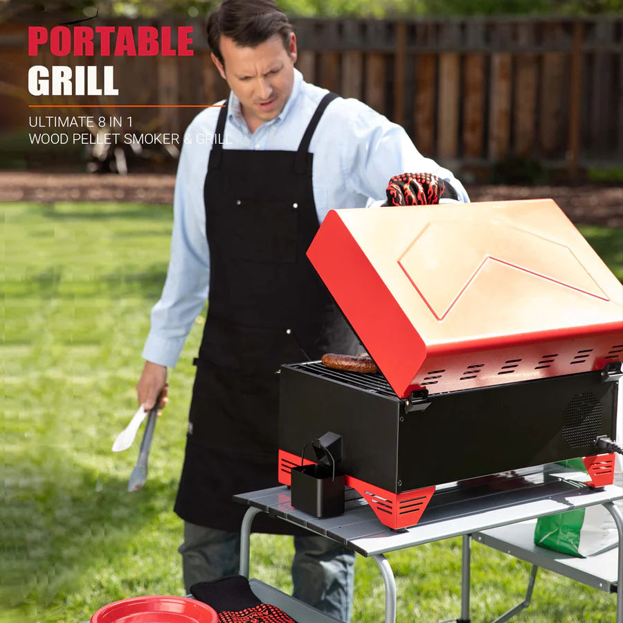 Asmoke AS300 Portable Pellet Grill and Smoker - Red