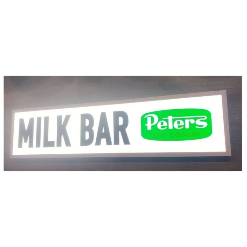 Peters Ice Cream Milk Bar Flat Panel LED Light Up Sign
