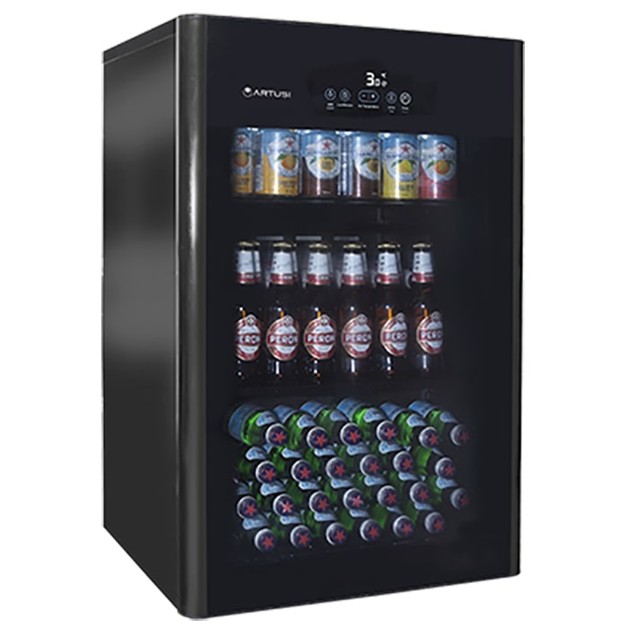 Artusi Single Glass Door Black Bar Fridge