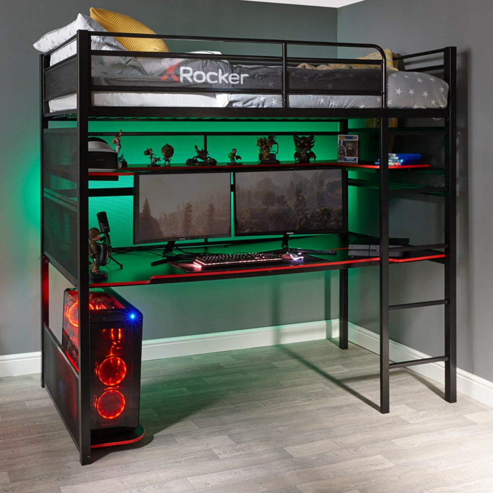 X Rocker Battlebunk Gaming High Sleeper Bed With Desk — The Modern