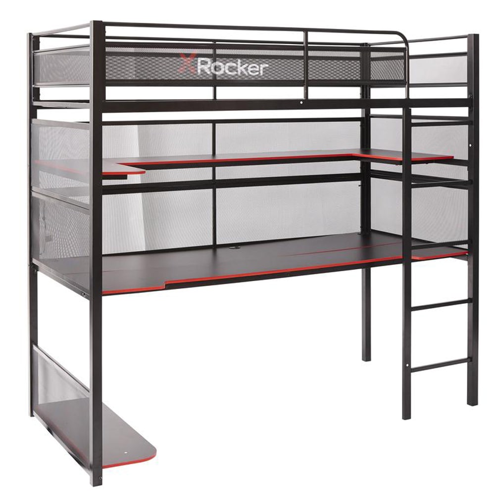 X Rocker Battlebunk Gaming High Sleeper Bed With Desk