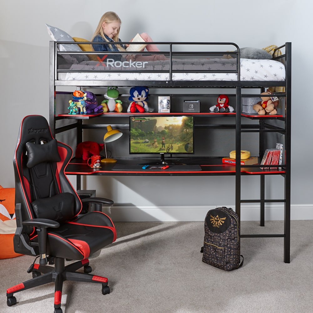 HOT Mid Sleeper Bed X Rocker Gaming Desk Bed X Rocker