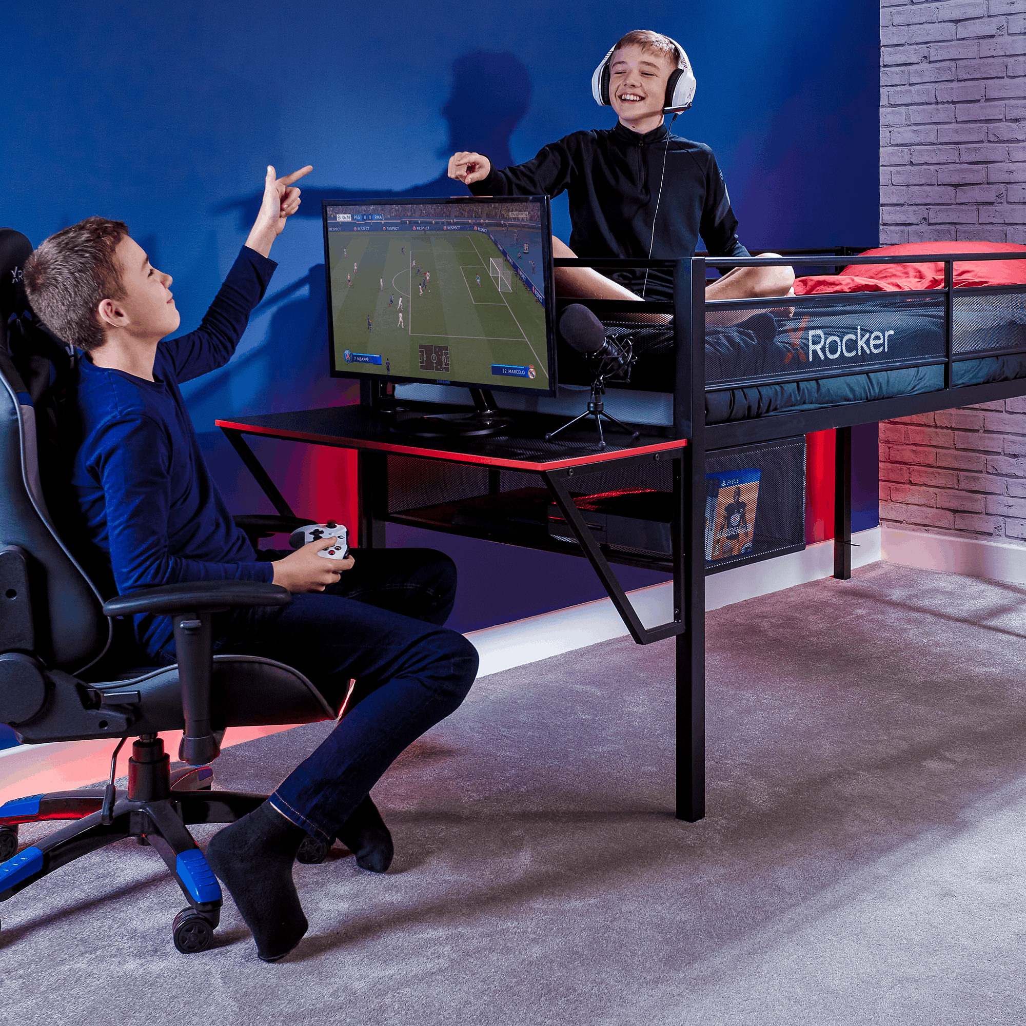 X Rocker Sanctum Gaming Mid-Sleeper Bed with Desk