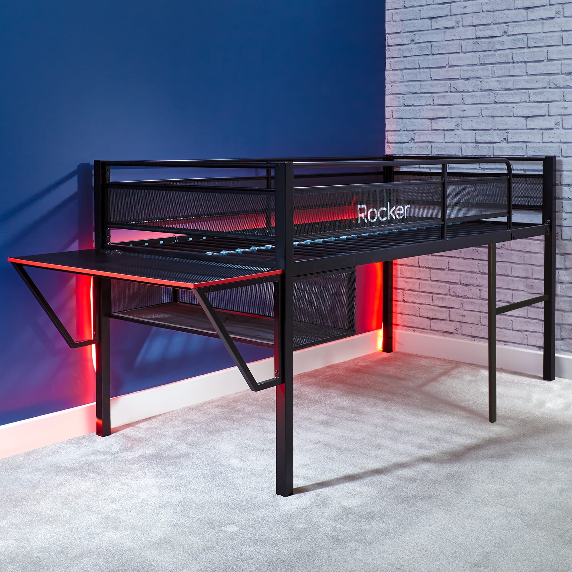 X Rocker Sanctum Gaming Mid-Sleeper Bed with Desk