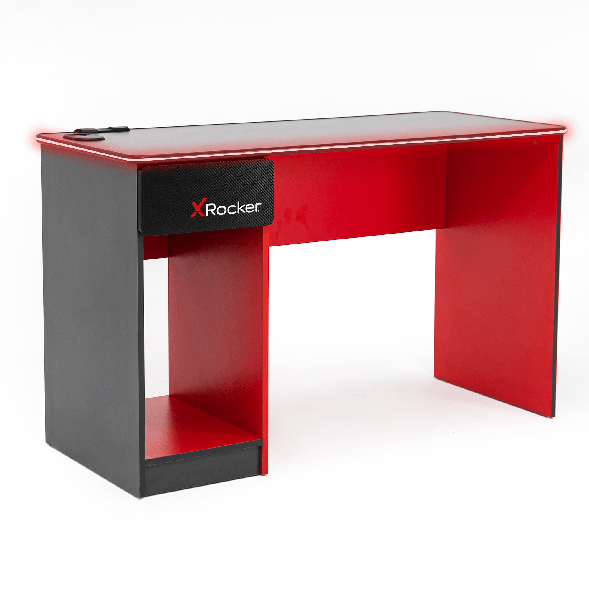 X Rocker Carbon-Tek Desk with Neo Fibre LED Lighting and Wireless Charging - Black