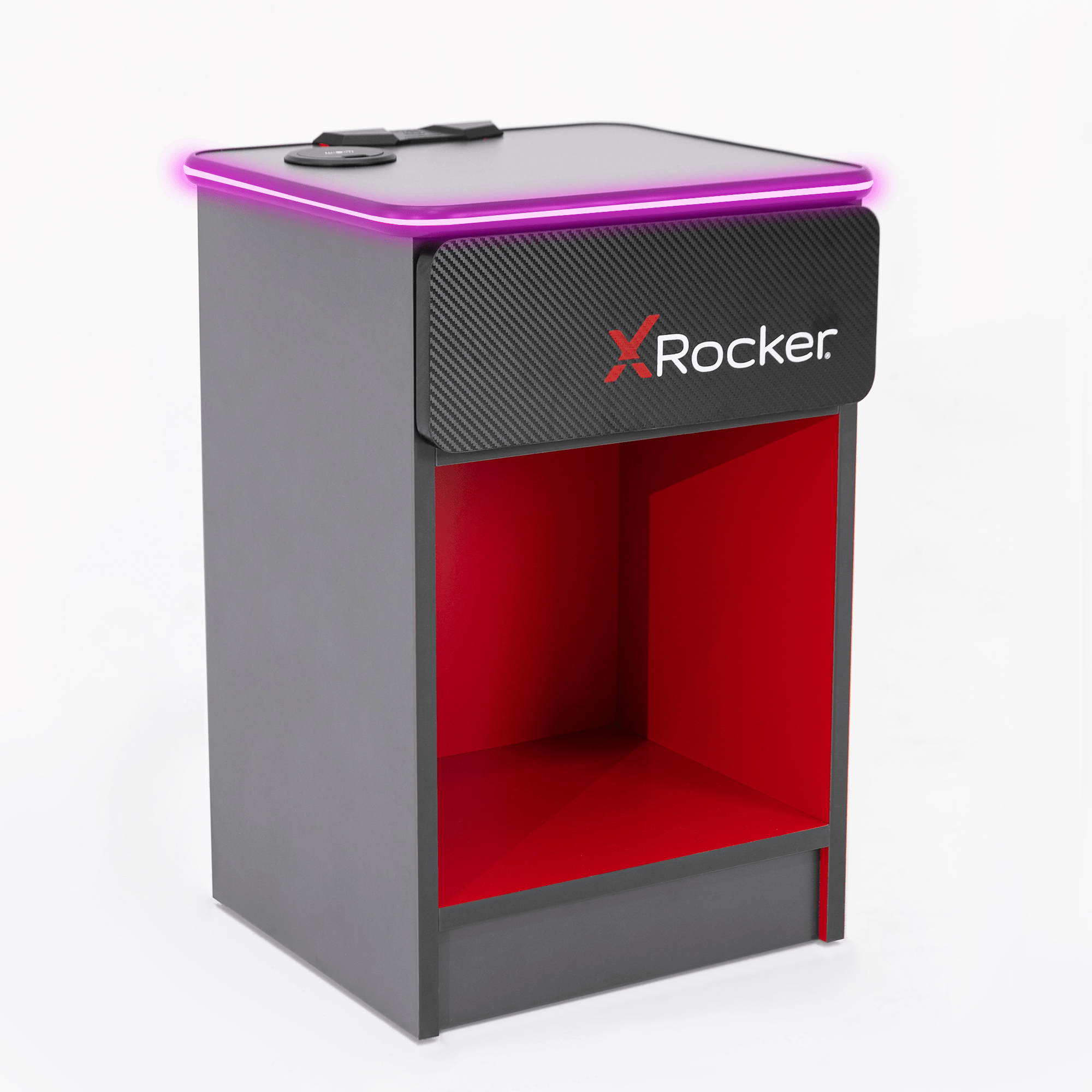 Table X Rocker Xl X Rocker Carbon-Tek Bedside Table with Wireless Charging and LED Light ...